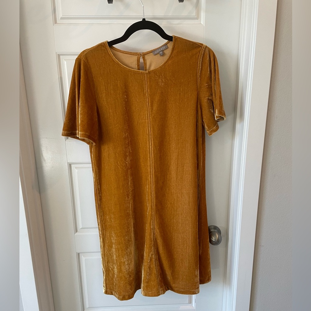 Lilla P Velvet Gold Mini Dress Small